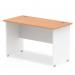 Impulse 800 x 600mm Straight Office Desk Oak Top White Panel End Leg TT000077