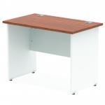 Impulse 1000 x 600mm Straight Office Desk Walnut Top White Panel End Leg TT000079
