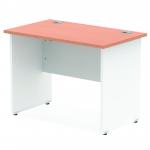 Impulse 1000 x 600mm Straight Office Desk Beech Top White Panel End Leg TT000081
