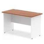 Impulse 1200 x 600mm Straight Office Desk Walnut Top White Panel End Leg TT000085