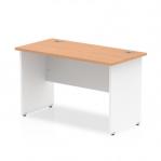 Impulse Panel End 1200/600 Rectangle Desk Oak Top White Panels
