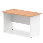 Impulse 1200 x 600mm Straight Office Desk Oak Top White Panel End Leg TT000089