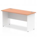 Impulse 1400 x 600mm Straight Office Desk Beech Top White Panel End Leg TT000093