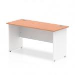 Impulse Panel End 1400/600 Rectangle Desk Beech Top White Panels
