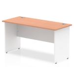 Impulse 1400 x 600mm Straight Office Desk Beech Top White Panel End Leg TT000093