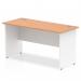 Impulse 1400 x 600mm Straight Office Desk Oak Top White Panel End Leg TT000095