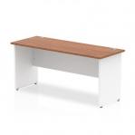 Impulse Panel End 1600/600 Rectangle Desk Walnut Top White Panels