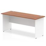 Impulse 1600 x 600mm Straight Office Desk Walnut Top White Panel End Leg TT000097