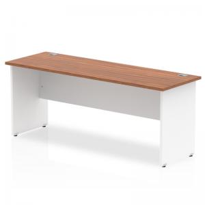 Impulse 1800 x 600mm Straight Office Desk Walnut Top White Panel End