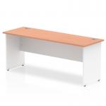 Impulse 1800 x 600mm Straight Office Desk Beech Top White Panel End Leg TT000105