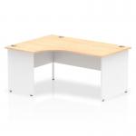 Impulse 1600mm Left Crescent Office Desk Maple Top White Panel End Leg TT000113