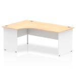 Impulse Panel End 1800 Left Hand Crescent Desk Maple Top White Panels TT000114