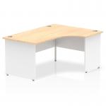 Impulse 1600mm Right Crescent Office Desk Maple Top White Panel End Leg TT000115