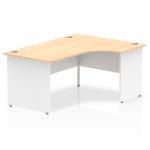 Impulse 1600mm Right Crescent Office Desk Maple Top White Panel End Leg TT000115