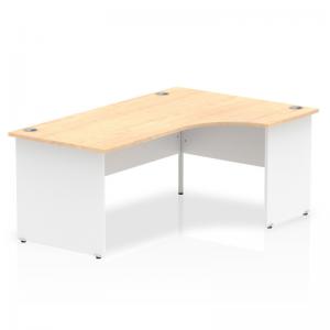 Impulse 1800mm Right Crescent Office Desk Maple Top White Panel End