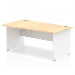 Cheap Stationery Supply of Impulse Panel End 1600 Left Hand Wave Desk Maple Top White Panels Office Statationery