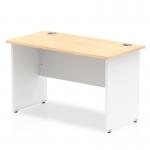 Impulse 800 x 600mm Straight Office Desk Maple Top White Panel End Leg TT000121