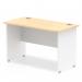 Impulse 800 x 600mm Straight Office Desk Maple Top White Panel End Leg TT000121