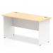 Impulse 1400 x 600mm Straight Office Desk Maple Top White Panel End Leg TT000124