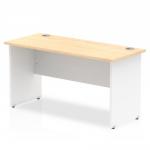 Impulse Panel End 1400/600 Rectangle Desk Maple Top White Panels