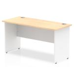 Impulse Panel End 1400/600 Rectangle Desk Maple Top White Panels TT000124