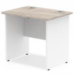 Impulse Panel End 800/600 Rectangle Desk Grey Oak Top White Panels