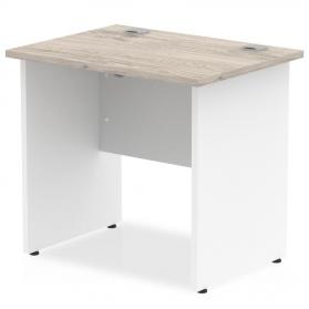 Impulse 800 x 600mm Straight Office Desk Grey Oak Top White Panel End Leg TT000147