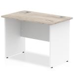 Impulse 1000 x 600mm Straight Office Desk Grey Oak Top White Panel End Leg TT000148