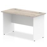 Impulse 1200 x 600mm Straight Office Desk Grey Oak Top White Panel End Leg TT000149