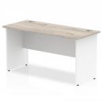 Impulse Panel End 1400/600 Rectangle Desk Grey Oak Top White Panels