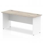 Impulse 1600 x 600mm Straight Office Desk Grey Oak Top White Panel End Leg TT000151