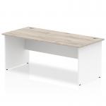 Impulse 1800 x 800mm Straight Office Desk Grey Oak Top White Panel End Leg TT000156