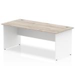 Impulse Panel End 1800 Rectangle Desk Grey Oak Top White Panels TT000156