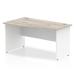 Impulse Panel End 1400 Left Hand Wave Desk Grey Oak Top White Panels TT000157