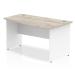 Impulse Panel End 1400 Right Hand Wave Desk Grey Oak Top White Panels TT000158