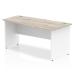 Impulse Panel End 1600 Right Hand Wave Desk Grey Oak Top White Panels TT000160