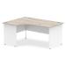 Impulse Panel End 1600 Left Hand Crescent Desk Grey Oak Top White Panels TT000161