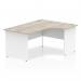 Impulse 1600mm Right Crescent Office Desk Grey Oak Top White Panel End Leg TT000162