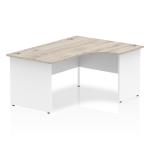 Impulse Panel End 1600 Right Hand Crescent Desk Grey Oak Top White Panels TT000162