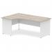 Impulse 1800mm Left Crescent Office Desk Grey Oak Top White Panel End Leg TT000163