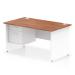 Impulse 1400 x 800mm Straight Office Desk Walnut Top White Panel End Leg with 1 x 2 Drawer Fixed Pedestal TT000171