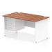 Impulse 1400 x 800mm Straight Office Desk Walnut Top White Panel End Leg with 1 x 3 Drawer Fixed Pedestal TT000172