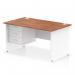 The Dynamic Pedestal Desk Impulse has a sleek walnut top contrasted with a modern white panel end leg. It also features a spacious 1400 x 800mm straight design and includes a 3 drawer fixed pedestal for added storage.