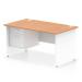 Impulse 1400 x 800mm Straight Office Desk Oak Top White Panel End Leg with 1 x 2 Drawer Fixed Pedestal TT000175