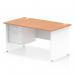 The Dynamic Pedestal Desk Impulse features a sleek 1400 x 800mm oak top and white panel end leg. The desk comes with a 2 drawer fixed pedestal for extra storage space. Its modern design adds a touch of sophistication to any office space.