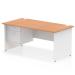 Impulse 1600 x 800mm Straight Office Desk Oak Top White Panel End Leg with 1 x 2 Drawer Fixed Pedestal TT000187