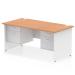 Impulse 1600 x 800mm Straight Office Desk Oak Top White Panel End Leg with 2 x 2 Drawer Fixed Pedestal TT000189