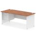 Impulse 1800 x 800mm Straight Office Desk Walnut Top White Panel End Leg with 1 x 2 Drawer Fixed Pedestal TT000192