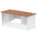 Impulse 1800 x 800mm Straight Office Desk Walnut Top White Panel End Leg with 1 x 2 Drawer and 1 x 3 Drawer Fixed Pedestal TT000196