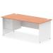 Impulse 1800 x 800mm Straight Office Desk Beech Top White Panel End Leg with 1 x 2 Drawer Fixed Pedestal TT000197